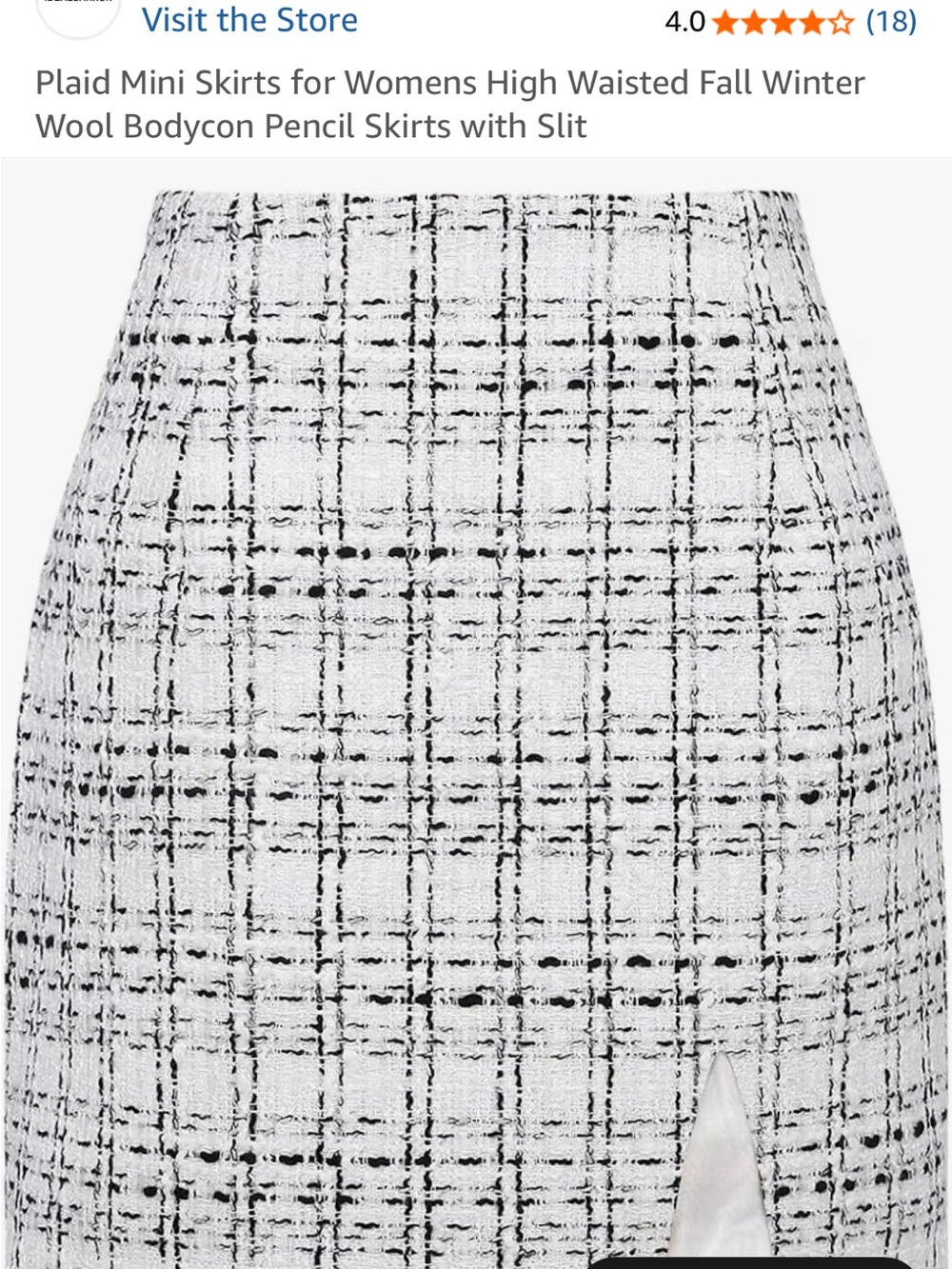 IDEALSANXUN Textured White Plaid Mini Skirt with Front Slit